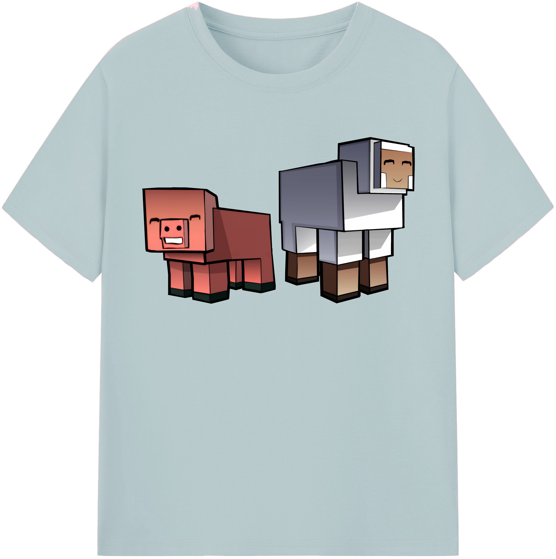 （画像用） マインクラフト ブロックの世界 Minecraft MC Block world 綿100％半袖Tシャツ（フロントプリント）